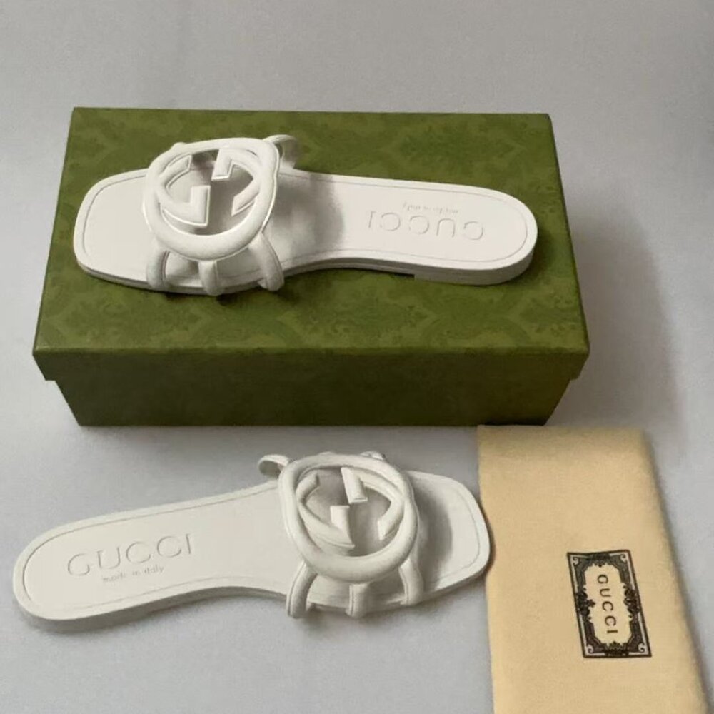 Gucci Women's White Rubber Slide Sandals